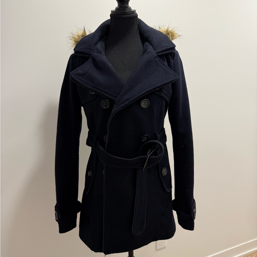 Superdry Navy Blue Double-Breasted Coat